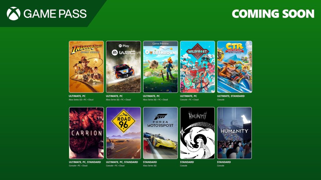 Xbox Game Pass ajoute Forza Motorsport, Indiana Jones, Humanity et plus encore